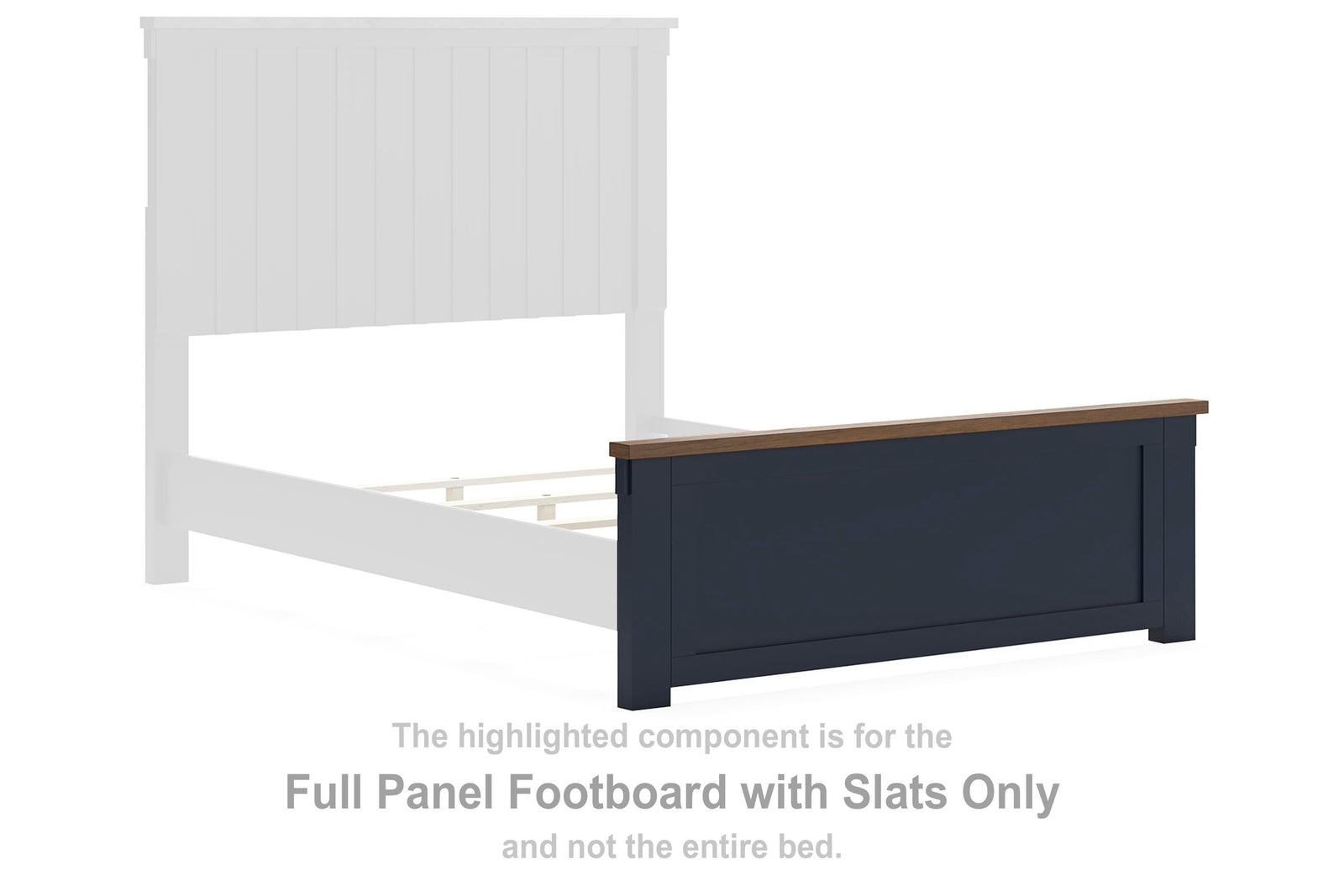 Landocken Panel Footboard with Slats - Brown/Blue  (B414-SI) - Image 3