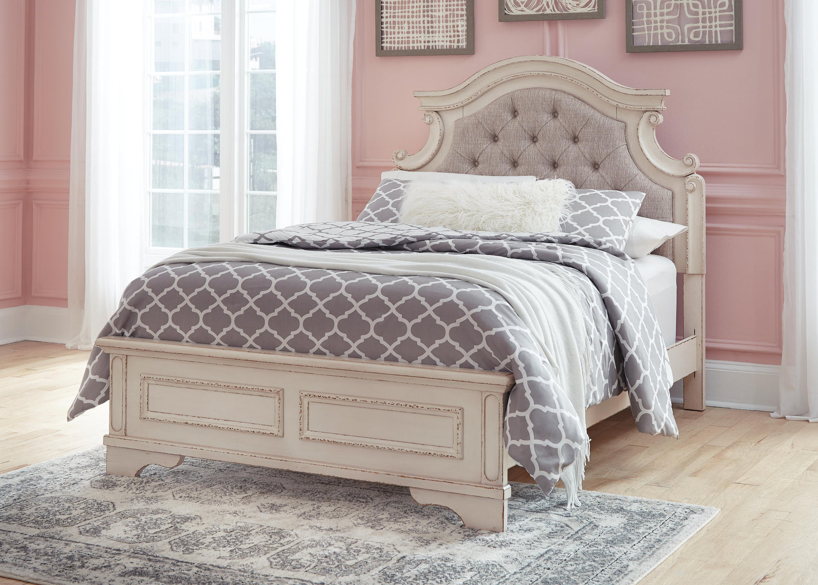 Realyn Upholstered Panel Bed and Dresser (B743-SI) - Image 7