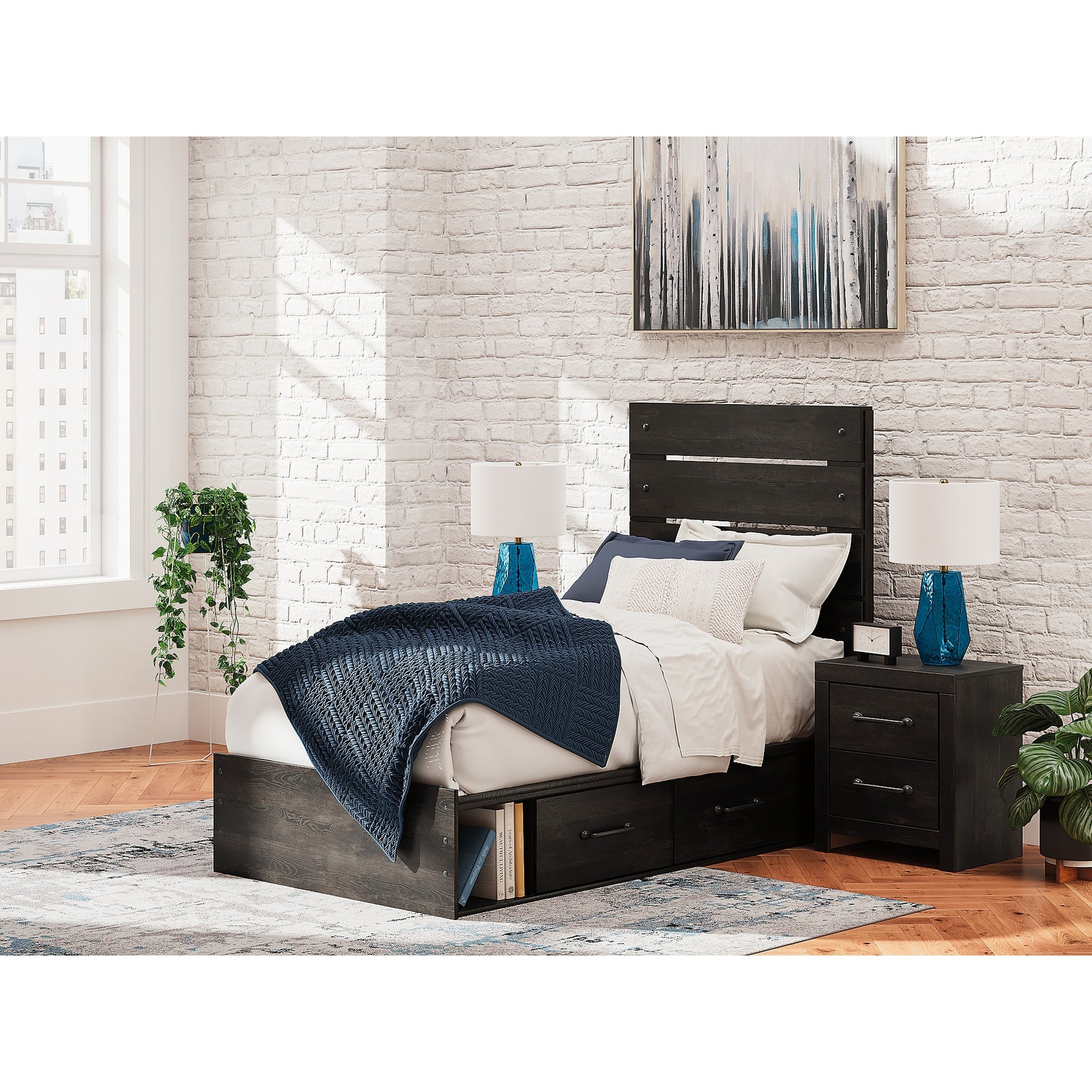 Hollivern Twin Panel Bed with Storage (PCB2108-SI) - Image 9