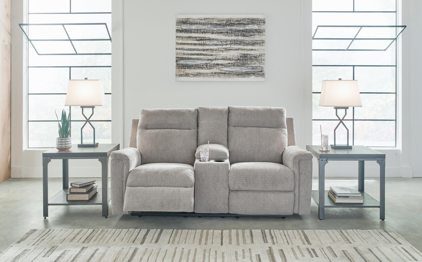 Barnsana Power Reclining Loveseat with Console (33201-SI) - Image 8
