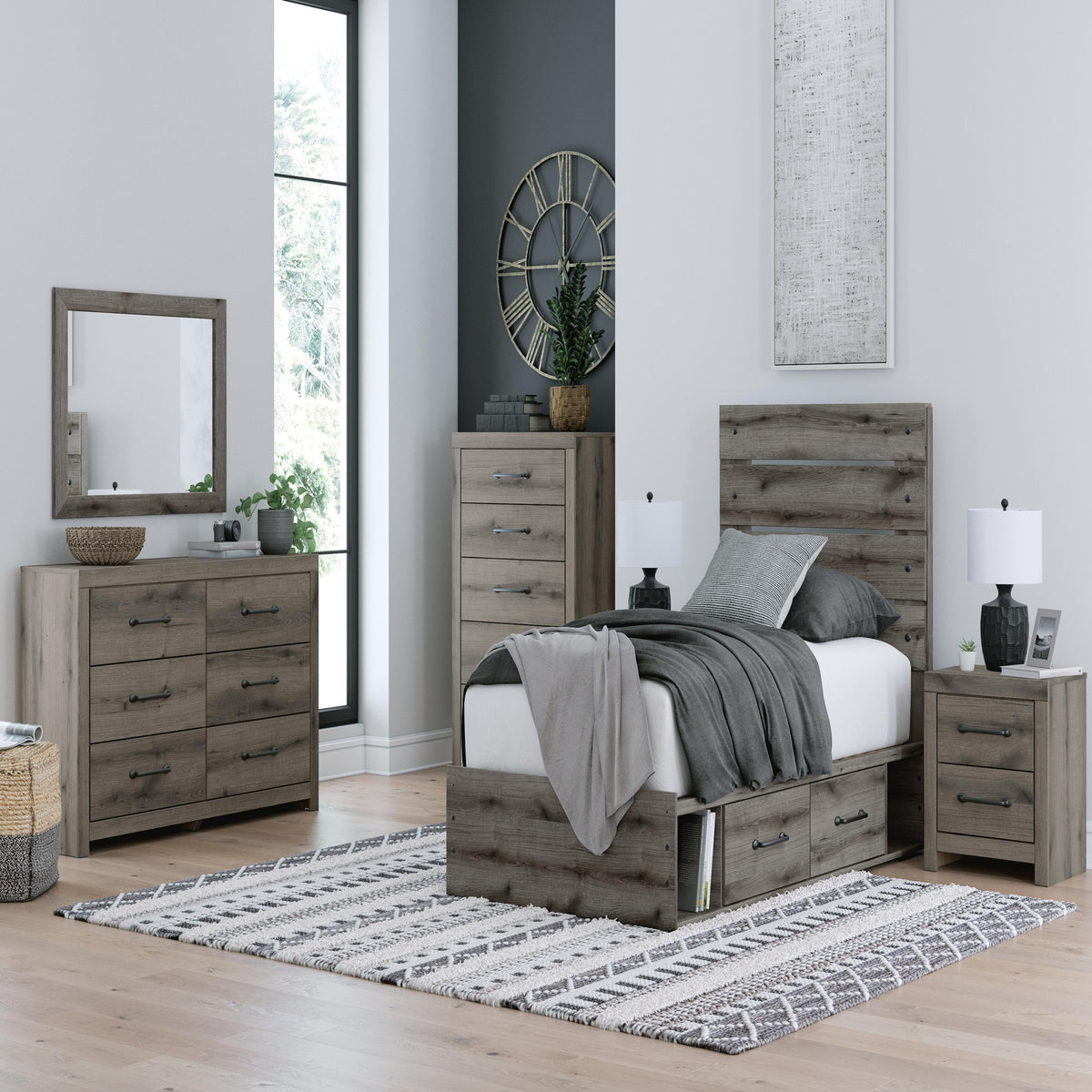 Graystorm Twin Panel Bed with Storage (PCB2405-SI) - Image 11