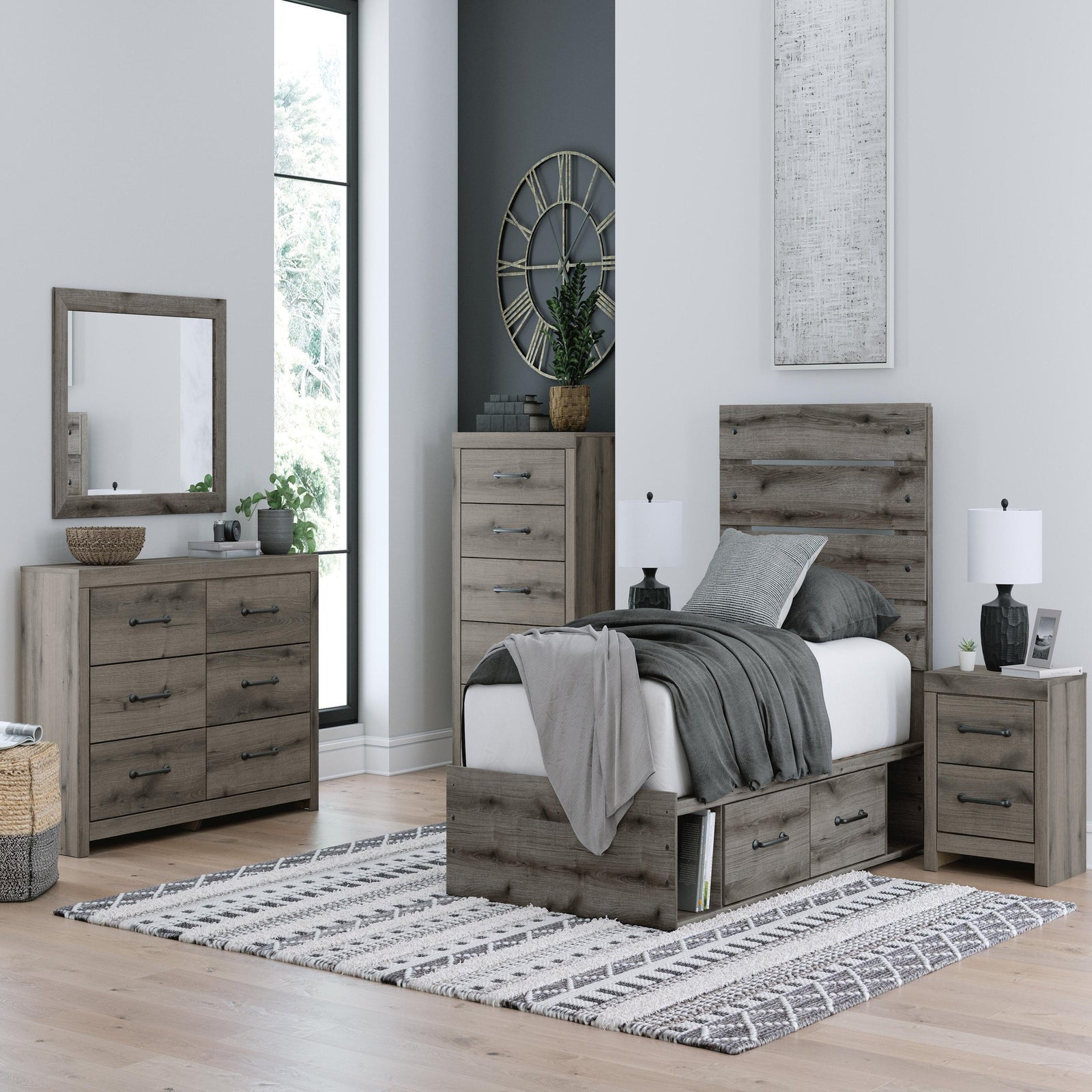 Graystorm Twin Panel Bed with Storage (PCB2405-SI) - Image 11