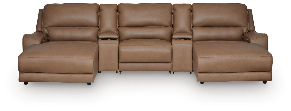 DeepWakes 5-Piece Reclining Sectional with Double Chaise and Storage Consoles (PCU62606-SI)