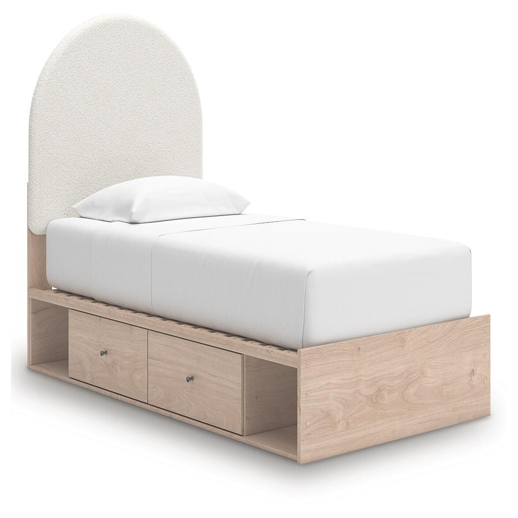 Arloster Twin Upholstered Panel Bed with Storage (PCB1566-SI)