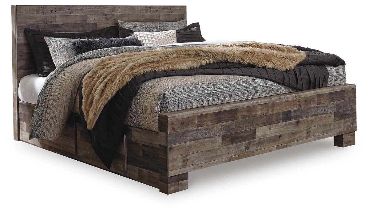 Derekson Panel Bed with 2 Side Storage - Multi Gray  (B200-SI)