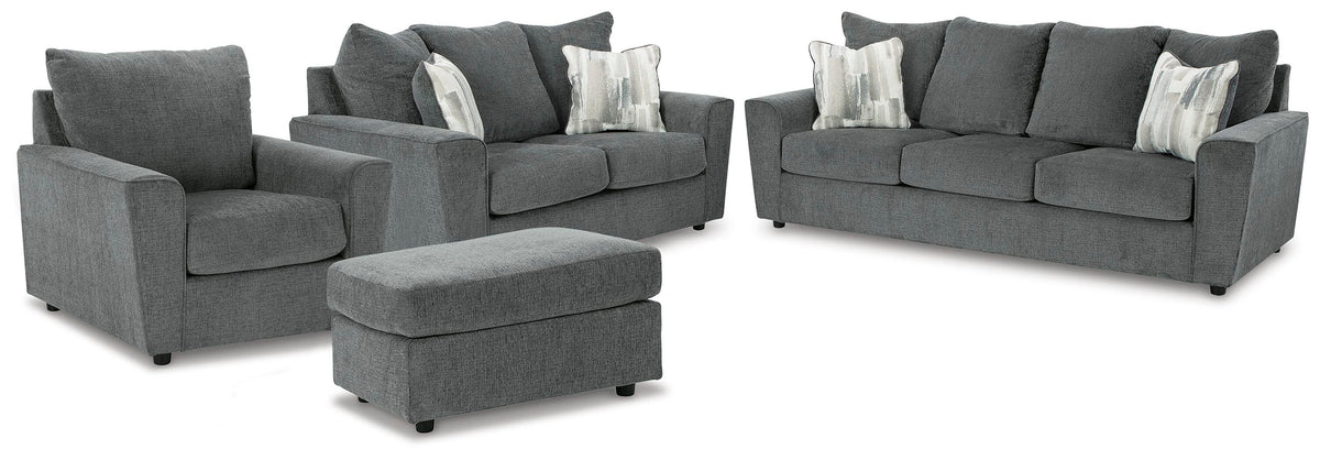 Stairatt Sofa, Loveseat, Chair and Ottoman (28502-SI)