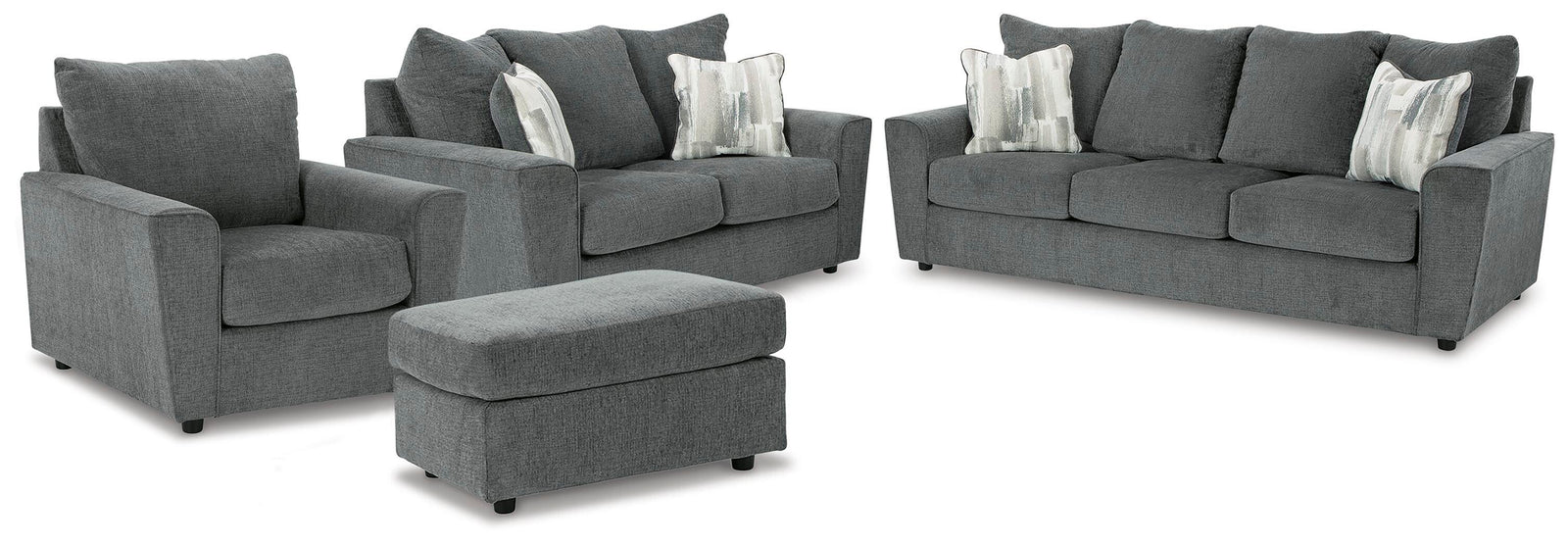 Stairatt Sofa, Loveseat, Chair and Ottoman (28502-SI)