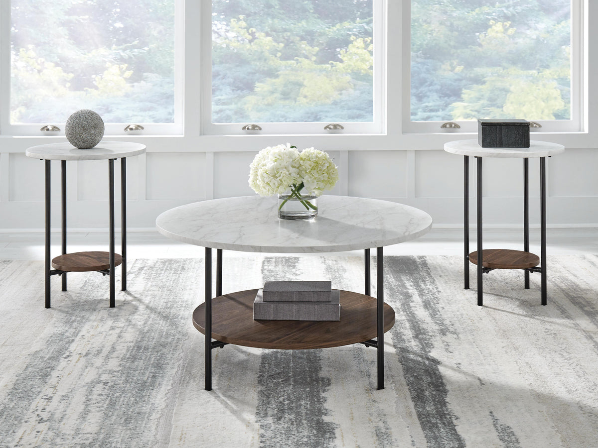 Wrenwich Table (Set of 3) - Brown/Black/White  (T167-SI) - Image 2