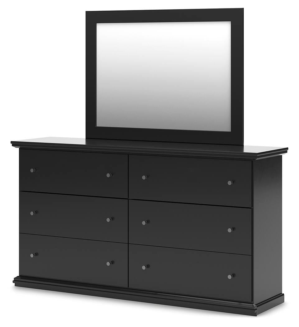 Maribel Panel Bed with Dresser, Mirror and 2 Nightstands - Black  (B138-SI) - Image 8