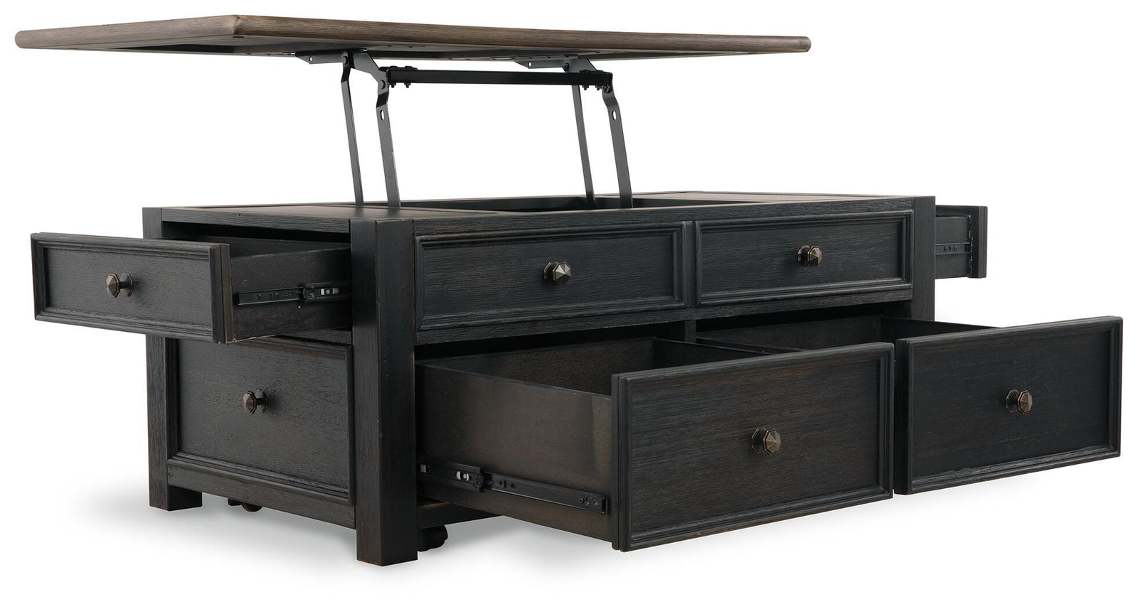 Tyler Creek Coffee Table and 2 End Tables with Console - Grayish Brown/Black  (T736-SI) - Image 16