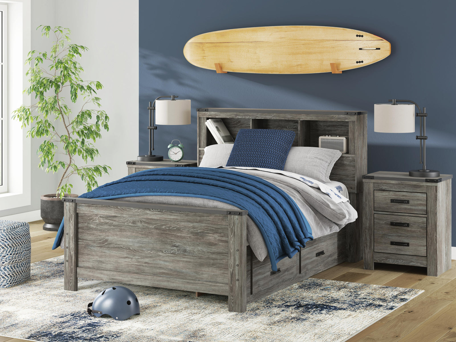 Frandern Bookcase Bed with Storage, Dresser and Mirror (B4480-SI) - Image 19
