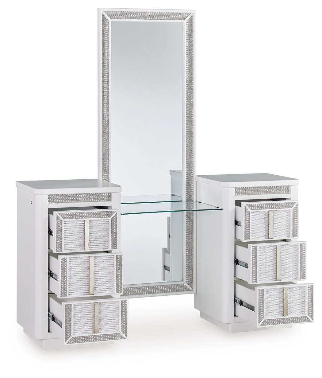 Chalanna Vanity with Mirror (Youth) - White  (B822-SI) - Image 2