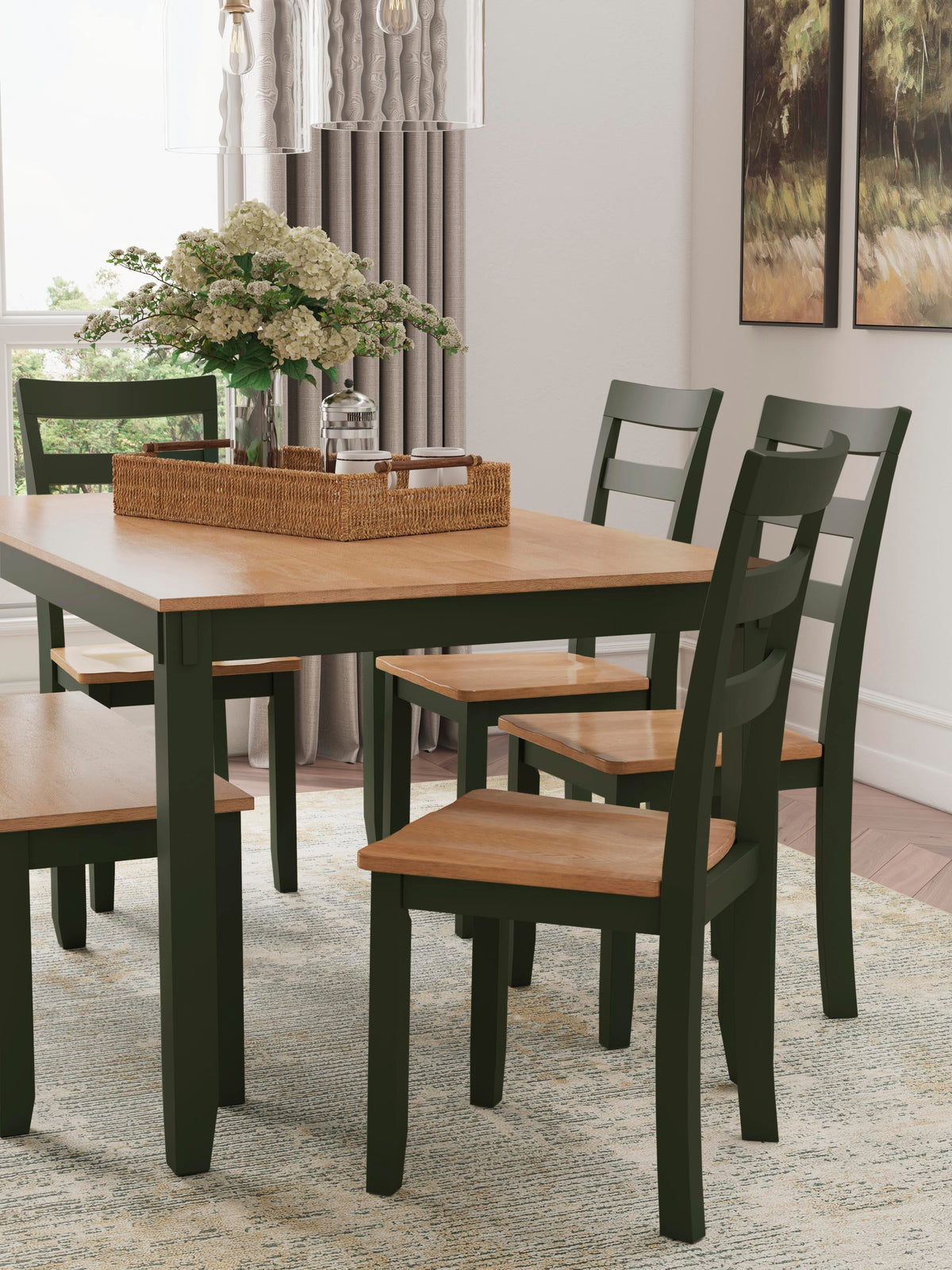Gesthaven Dining Table with 4 Chairs and Bench (Set of 6) (D401-SI) - Image 5