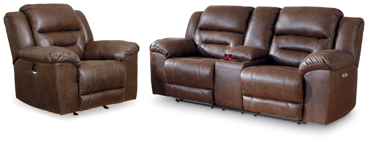 Stoneland Power Reclining Loveseat and Power Recliner (39904-SI)