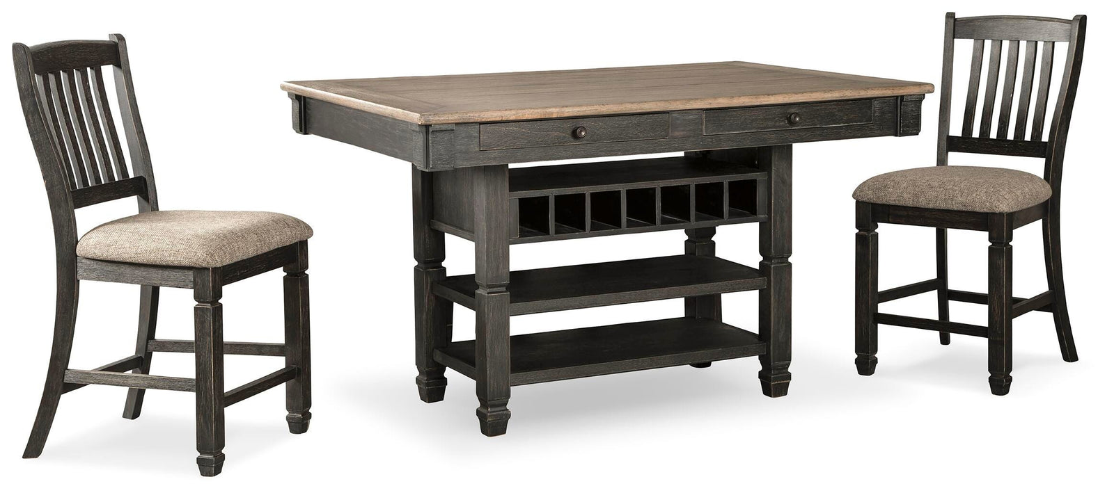 Tyler Creek Counter Height Dining Table and 2 Barstools (D736-SI) - Image 2