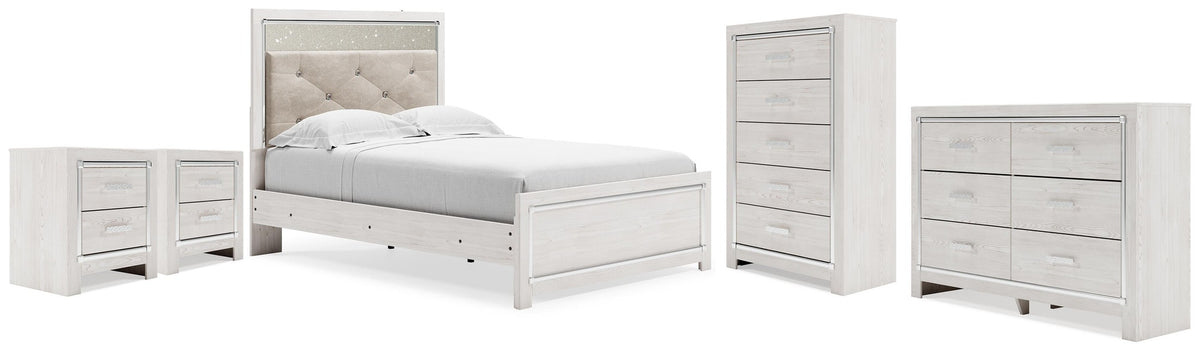 Altyra Panel Bed, Dresser, Chest and 2 Nightstands (B2640-SI)