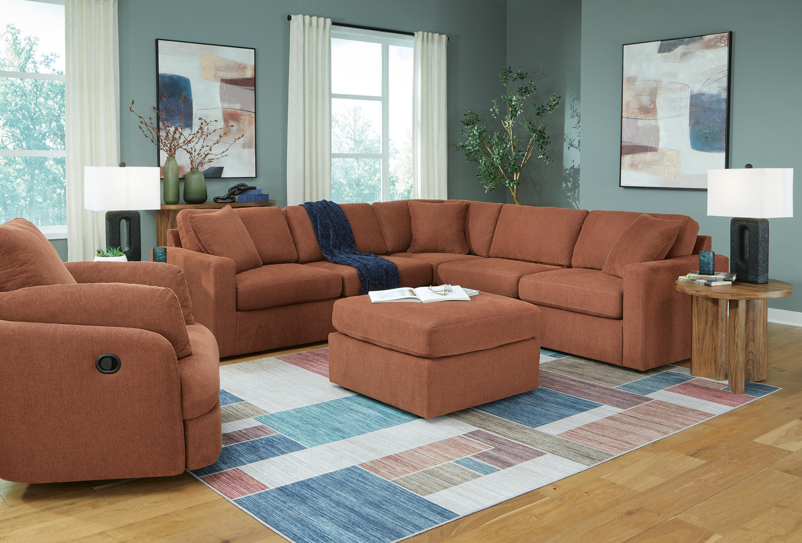 Modmax 5-Piece Sectional and Swivel Glider Recliner (92102-SI) - Image 22