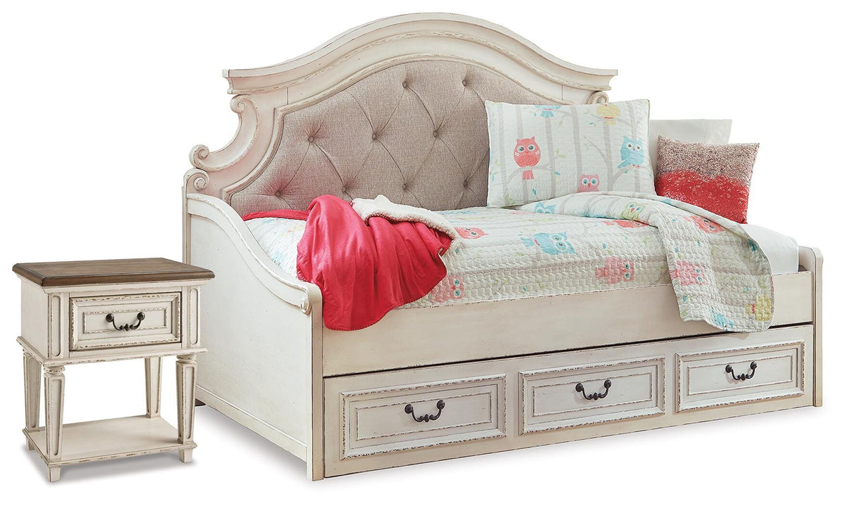 Realyn Storage Day Bed and Nightstand - Two-tone  (B743-SI)