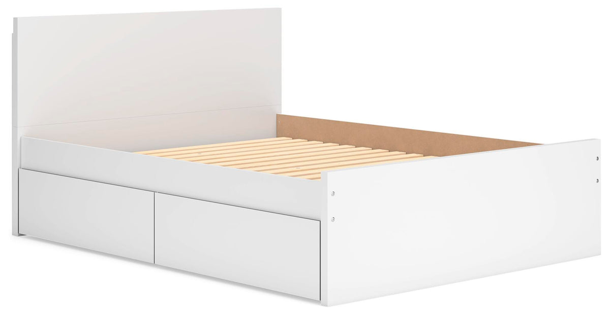 Onita Panel Platform Bed with 2 Side Storage - White  (EB9630-SI) - Image 2