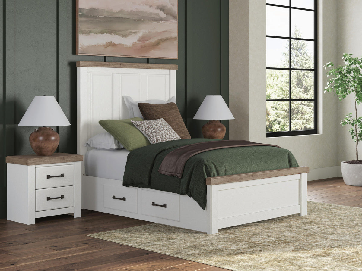 Savonport Full Panel Bed with Storage (Youth) - White/Brown  (B4615-SI) - Image 2