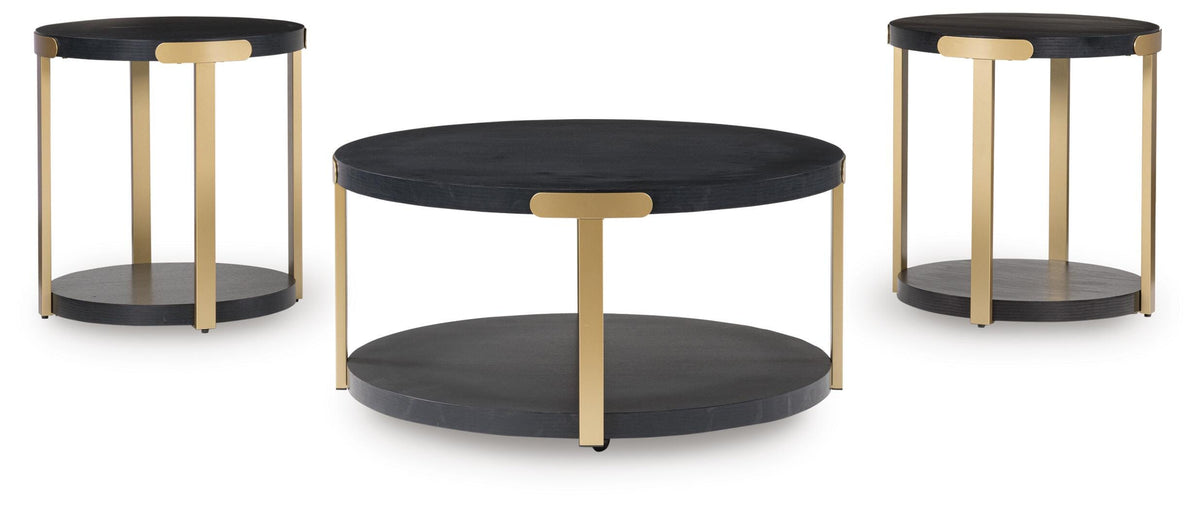 Shylore Table (Set of 3) - Black/Brass Finish  (T410-SI) - Image 3