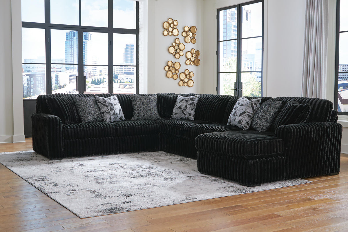 Midnight-Madness 4-Piece Sectional with Chaise (98103-SI) - Image 3