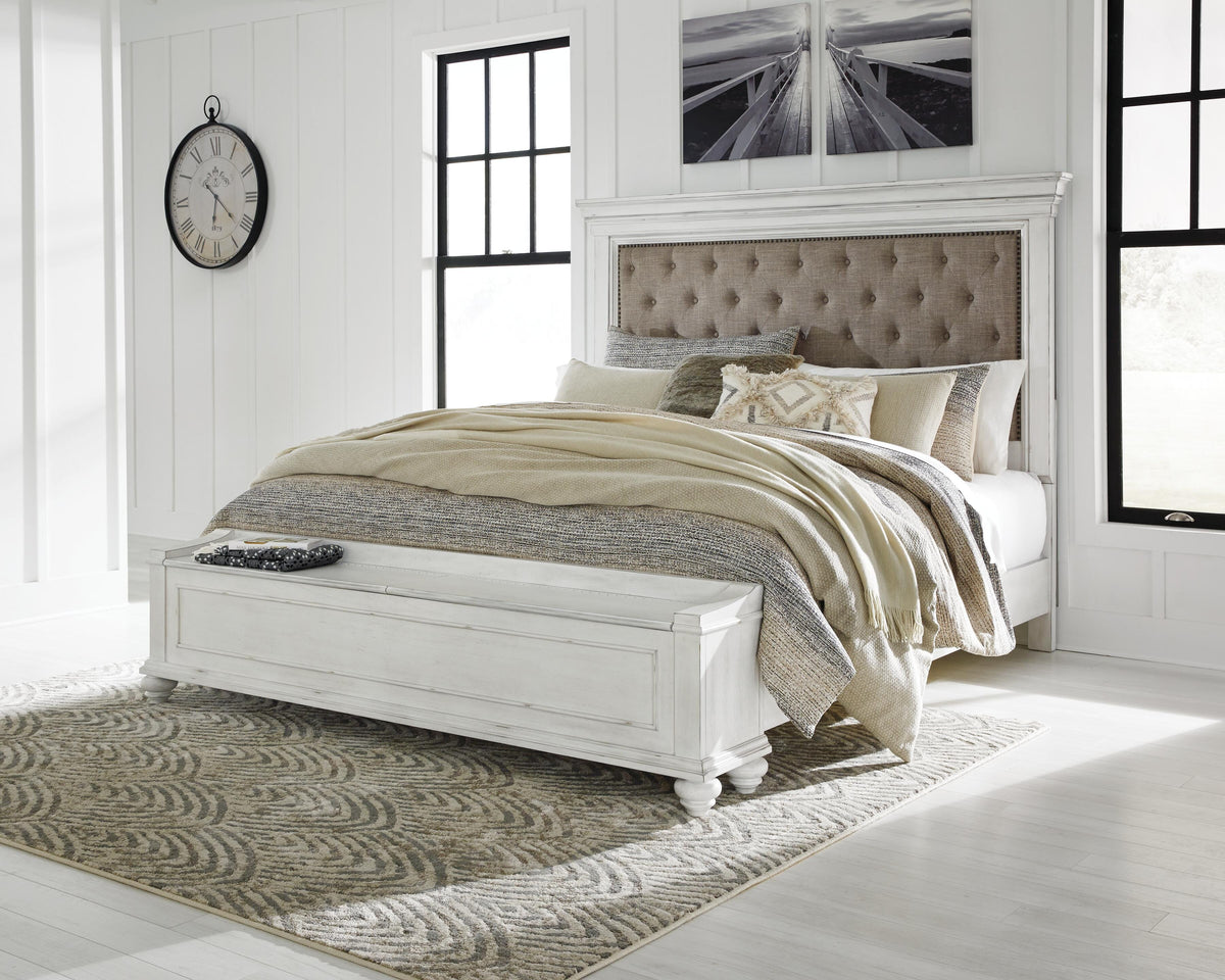 Kanwyn Upholstered Storage Bed, Dresser, Mirror and Nightstand - Whitewash  (B777-SI) - Image 10