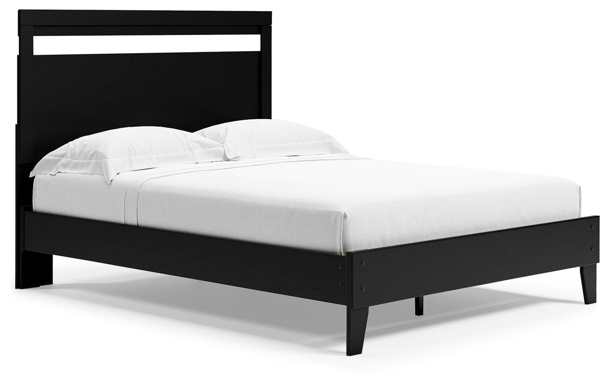 Finch Panel Platform Bed - Black/Brown  (EB3392-SI)