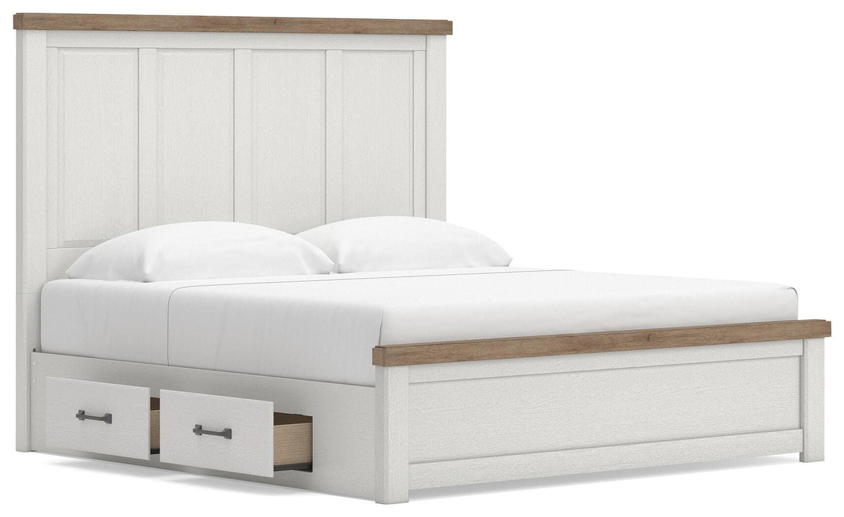 Savonport Panel Bed with Storage - White/Brown  (B4615-SI) - Image 3