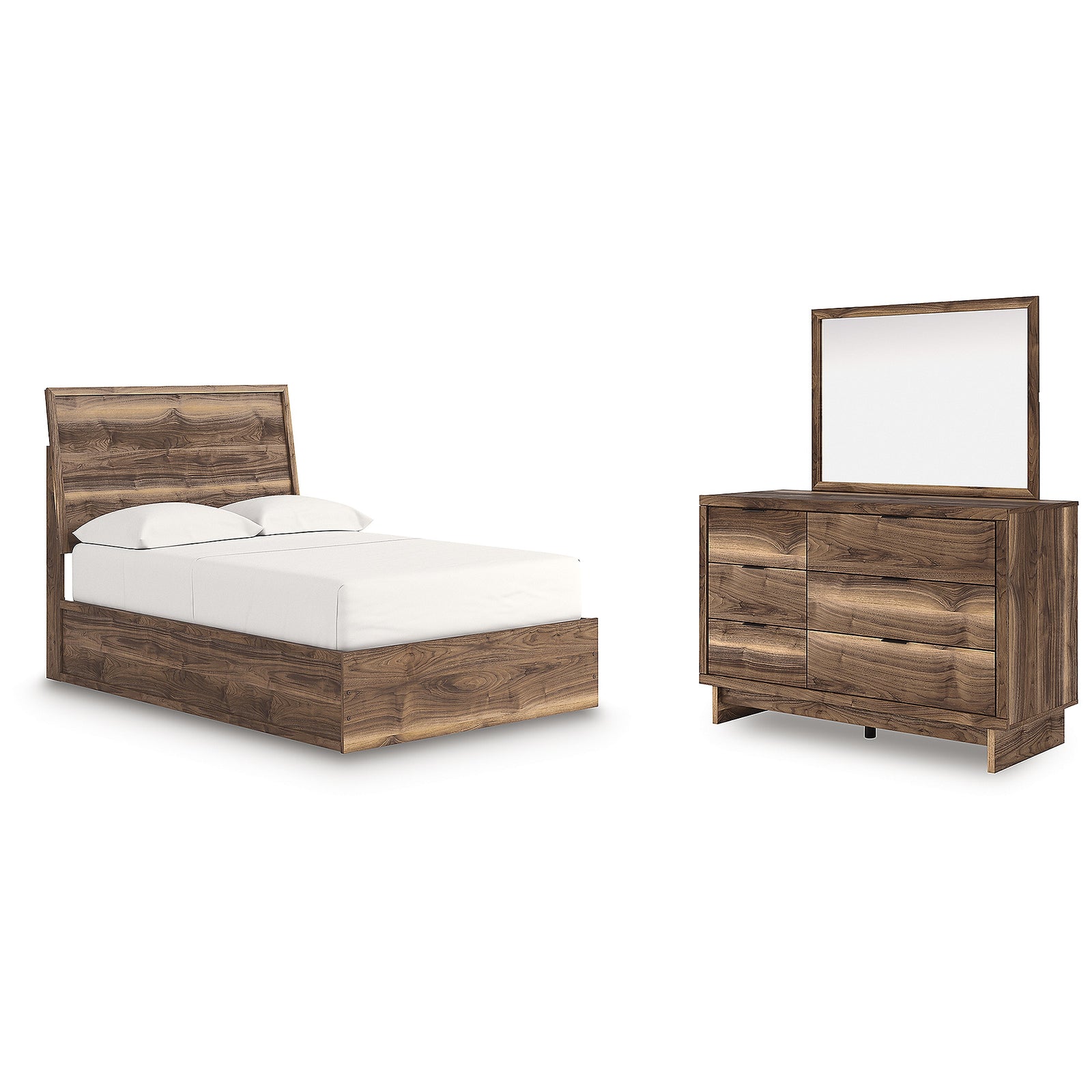 Chirason Full Panel Platform Bed, Dresser and Mirror (PCB3367-SI)