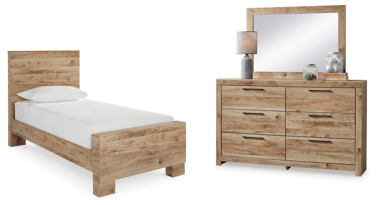 Hyanna Panel Bed, Dresser and Mirror - Tan Brown  (B1050-SI)