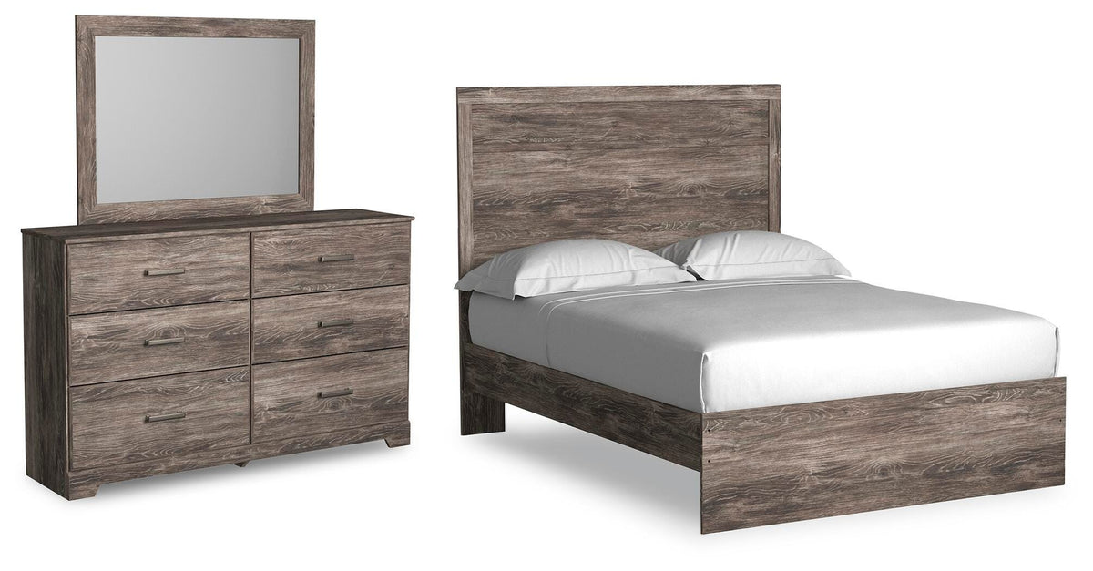 Ralinksi Panel Bed, Dresser and Mirror - Gray  (B2587-SI)