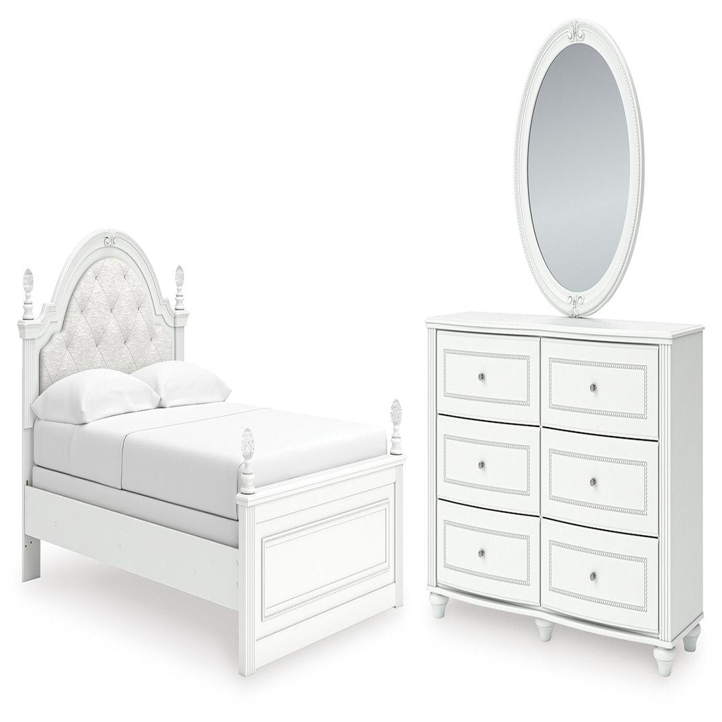 Kozlani Full Upholstered Panel Bed, Dresser and Mirror (PCB1819-SI)