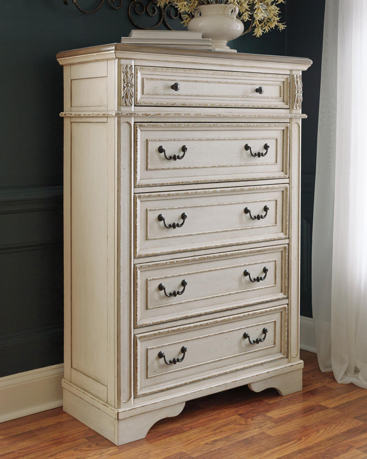 Realyn Panel Bed, Dresser, Mirror, Chest and Nightstand - Two-tone  (B743-SI) - Image 14