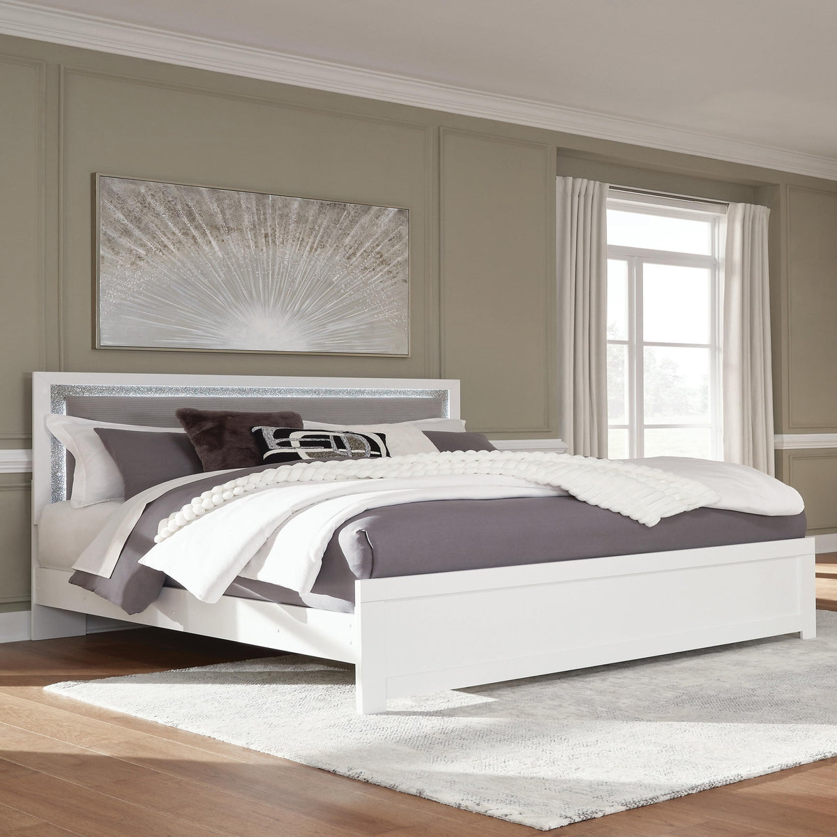 Maeling King Upholstered Panel Bed (PCB1119-SI) - Image 2