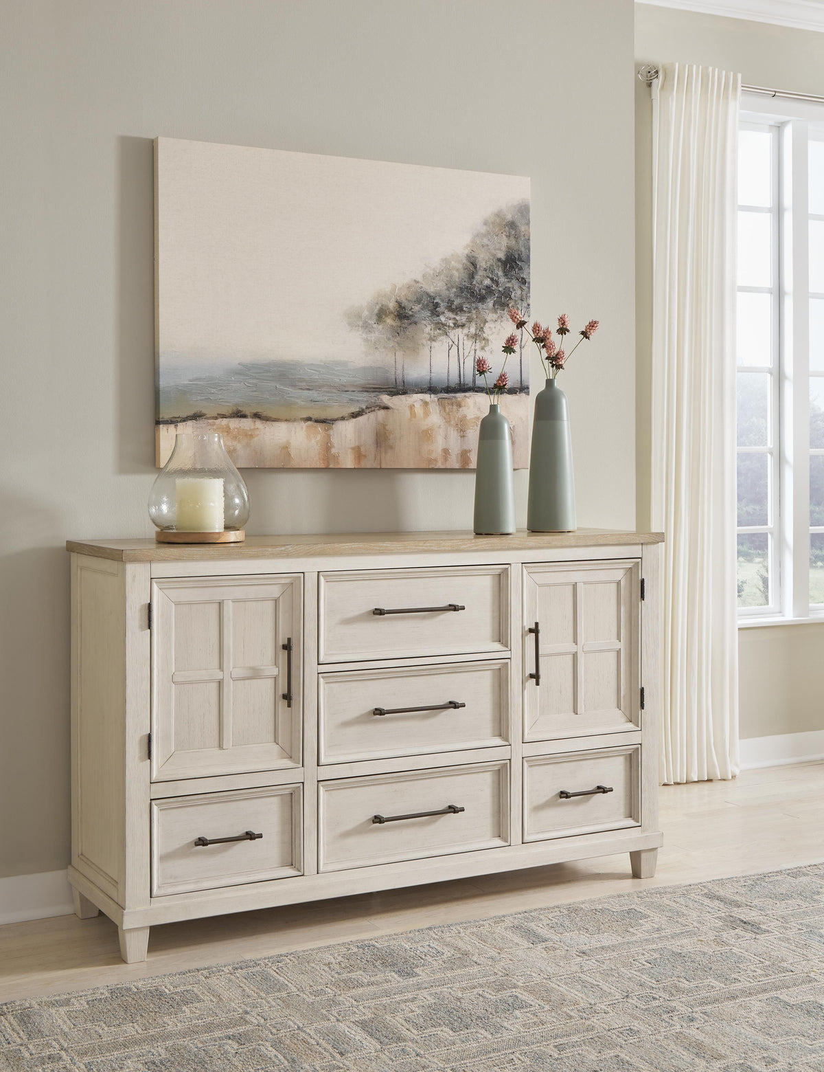 Shaybrock Dresser - Antique White/Brown  (B683-SI) - Image 6