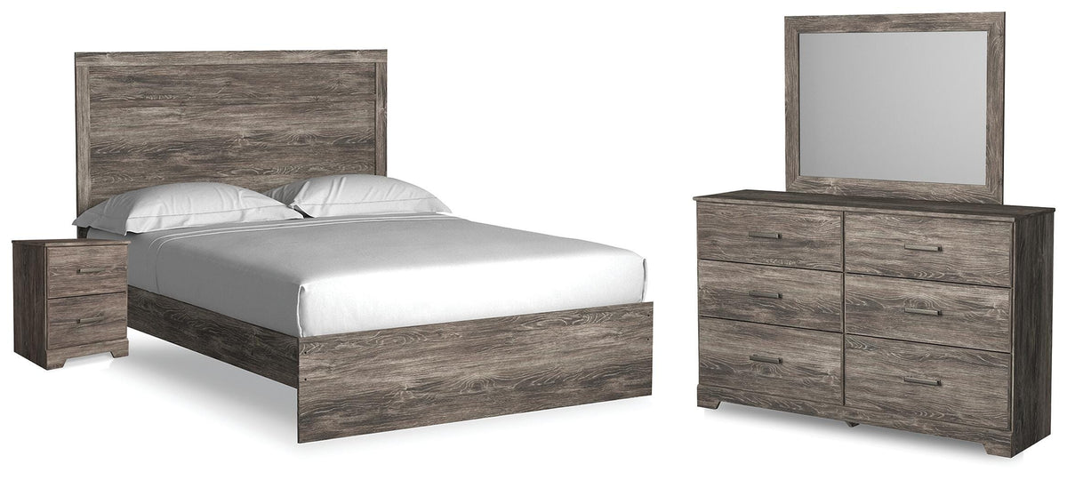 Ralinksi Panel Bed, Dresser, Mirror, and Nightstand - Gray  (B2587-SI)
