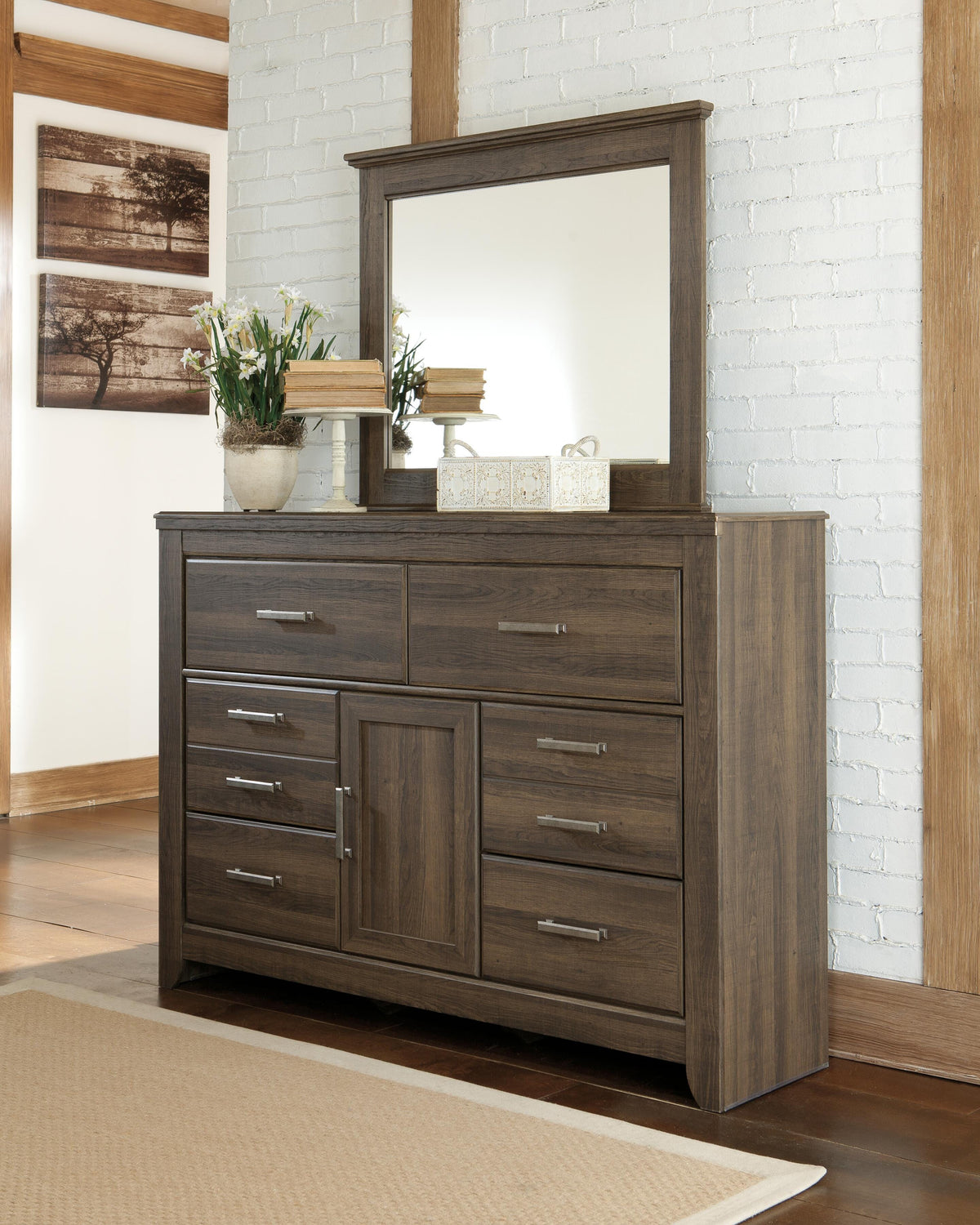 Juararo Poster Bed, Dresser and Mirror - Dark Brown  (B251-SI) - Image 4