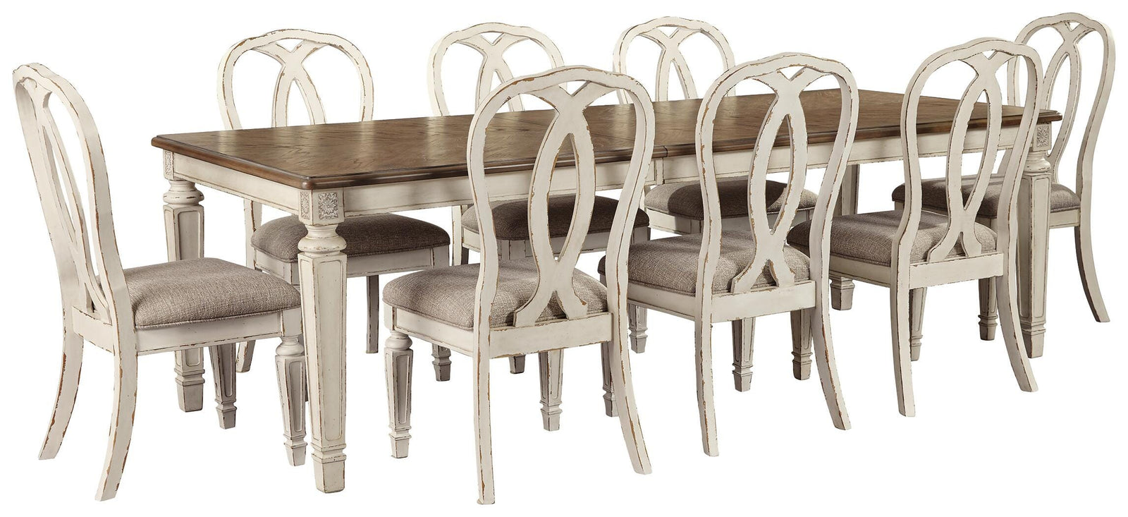 Realyn Dining Extension Table and 8 Chairs (D743-SI)