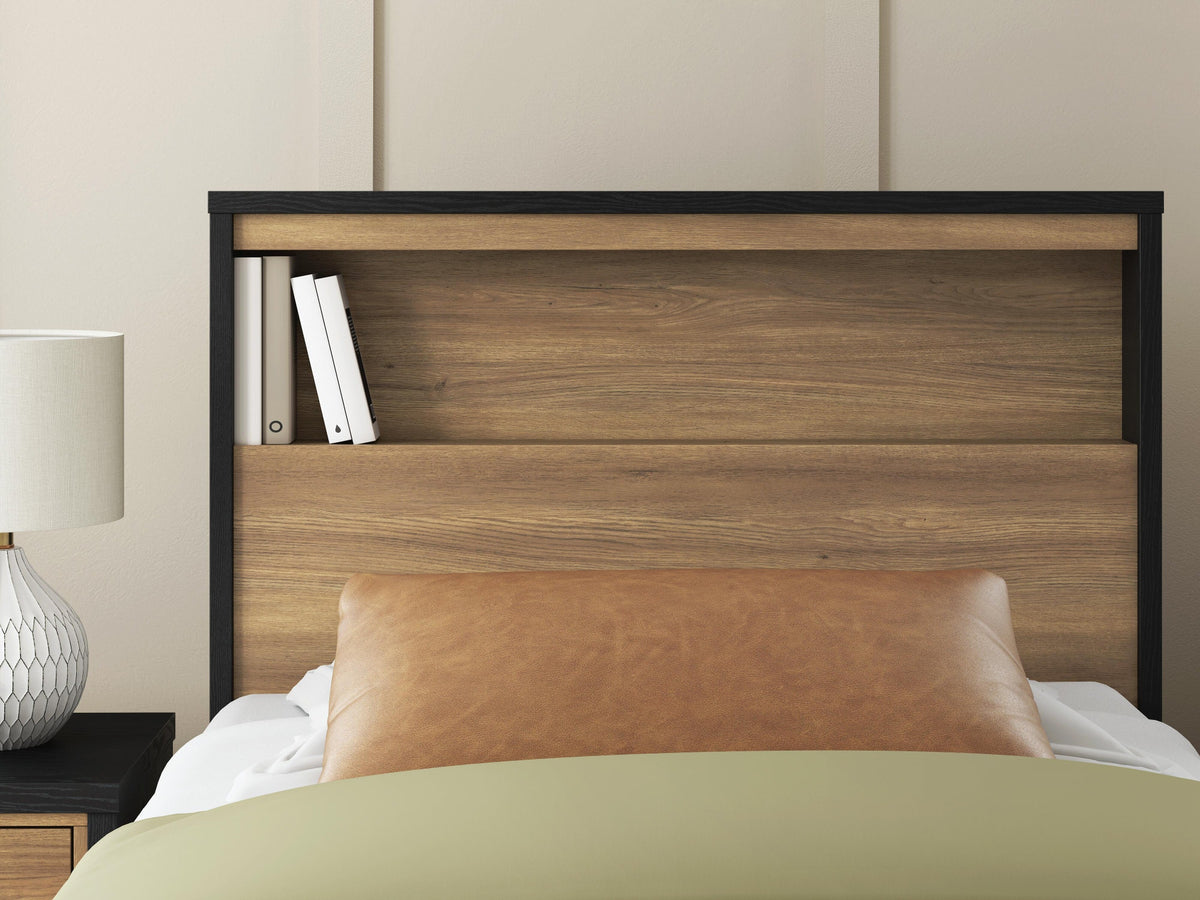 Kozmour Bookcase Complete Bed Frame - Black/Brown  (EB1460-SI) - Image 29