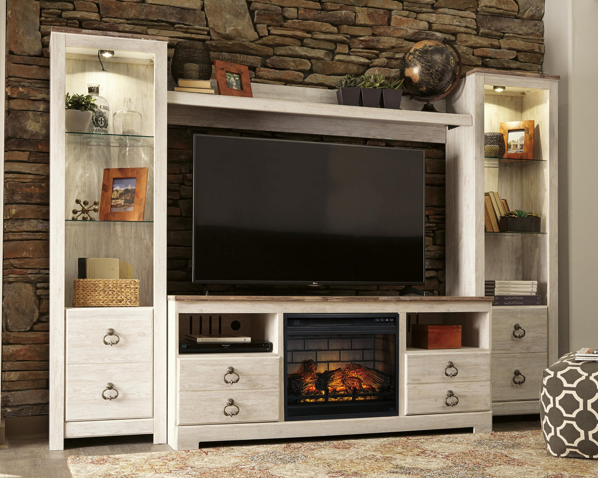 Willowton 4-Piece Entertainment Center with Electric Fireplace (W267-SI) - Image 2