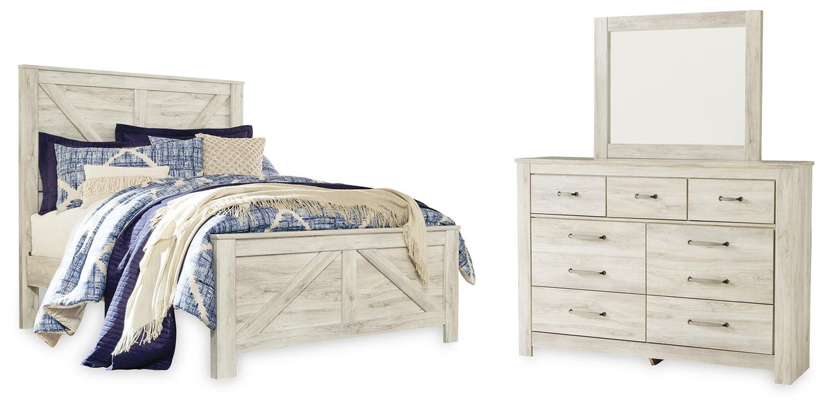 Bellaby Crossbuck Panel Bed, Dresser and Mirror (B331-SI)