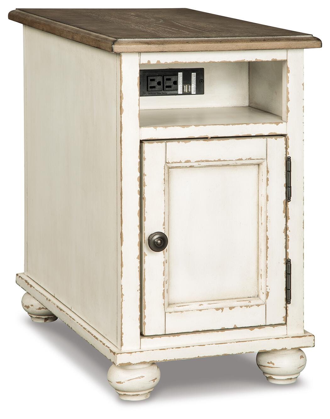 Realyn Chairside End Table - White/Brown  (T523-SI)