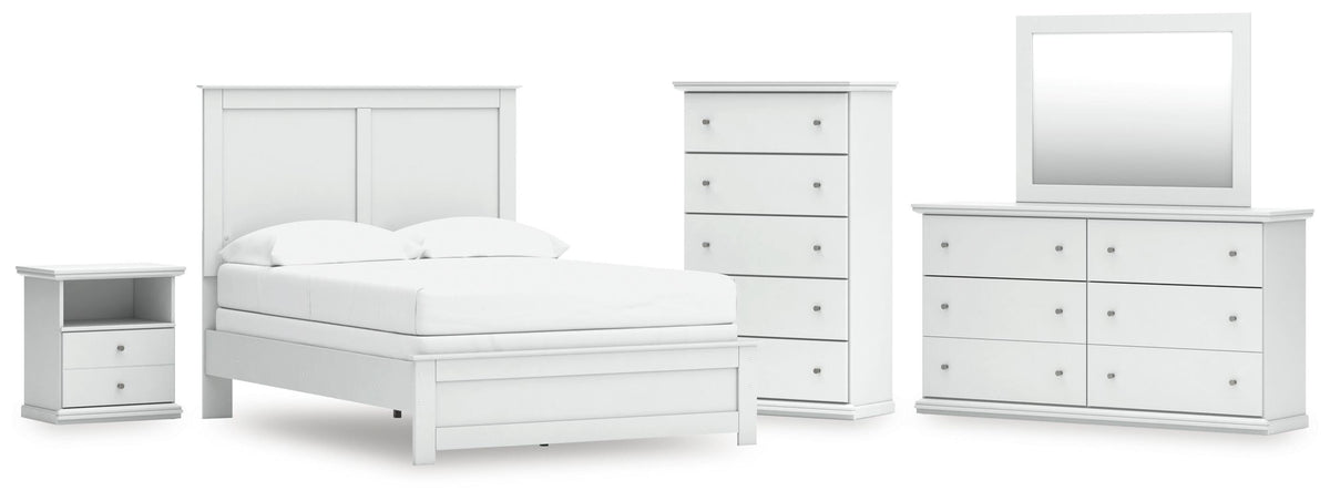 Bostwick Shoals Panel Bed, Dresser, Mirror, Chest, and Nightstand - White  (B139-SI)