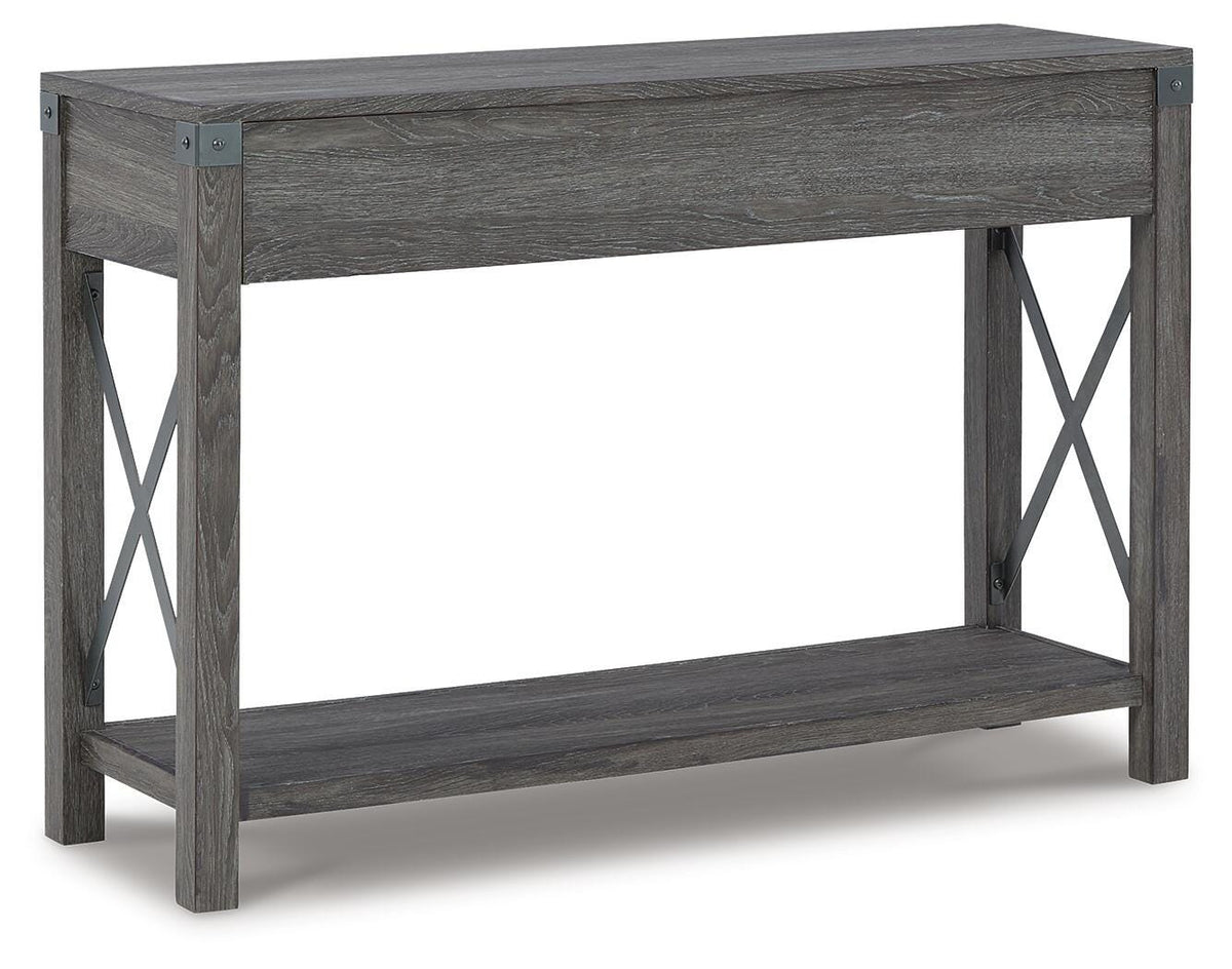 Freedan Lift-top Coffee Table, 2 End Tables and Console - Grayish Brown  (T175-SI) - Image 10