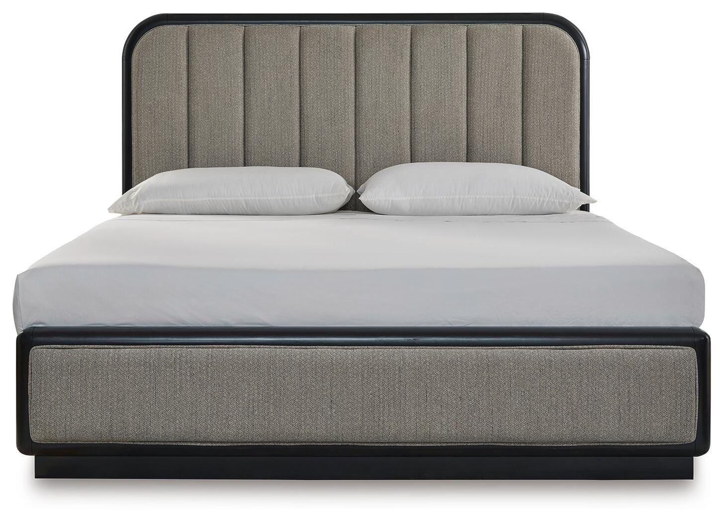 Rowanbeck Upholstered Panel Bed, Dresser and Mirror - Black  (B821-SI) - Image 6