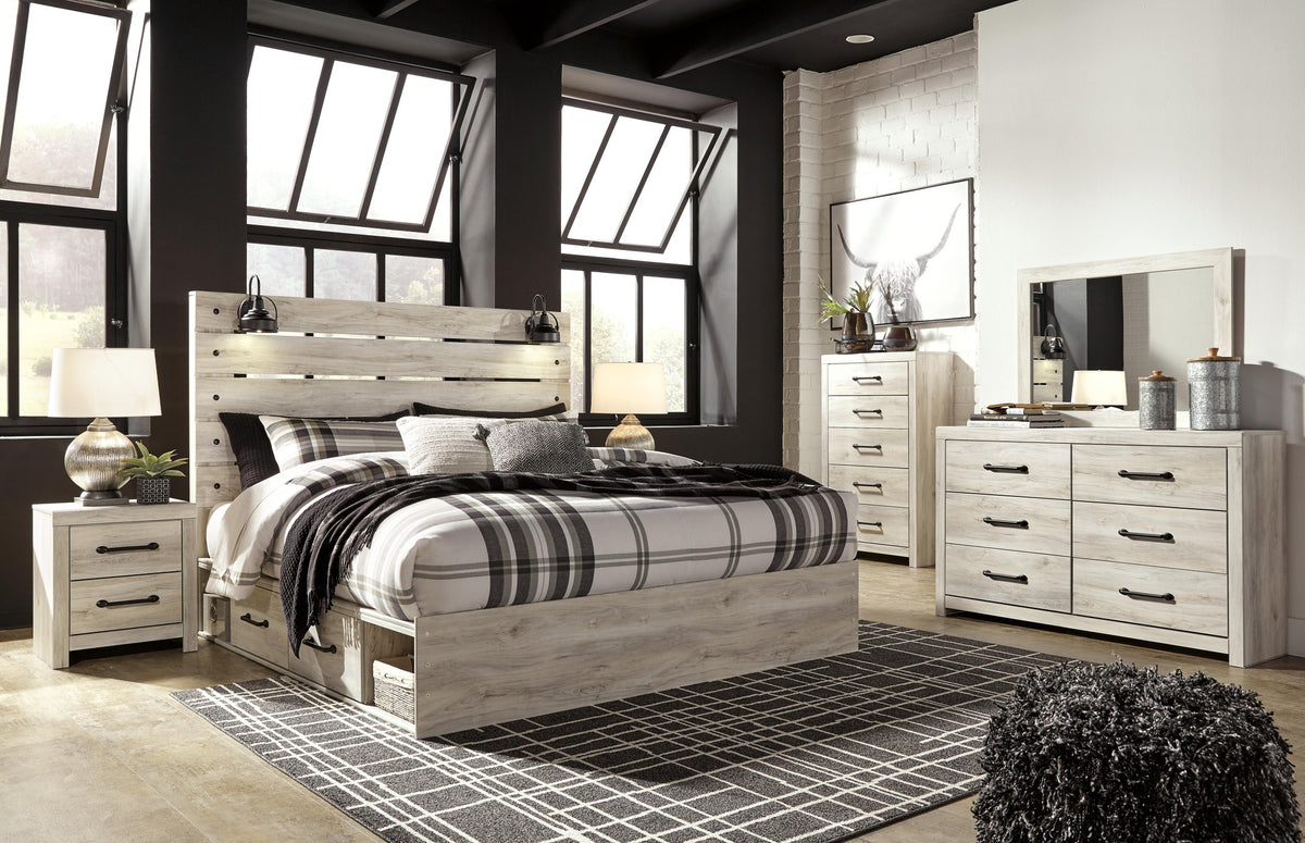 Cambeck Panel Bed with 2 Storage Drawers - Whitewash  (B192-SI) - Image 5