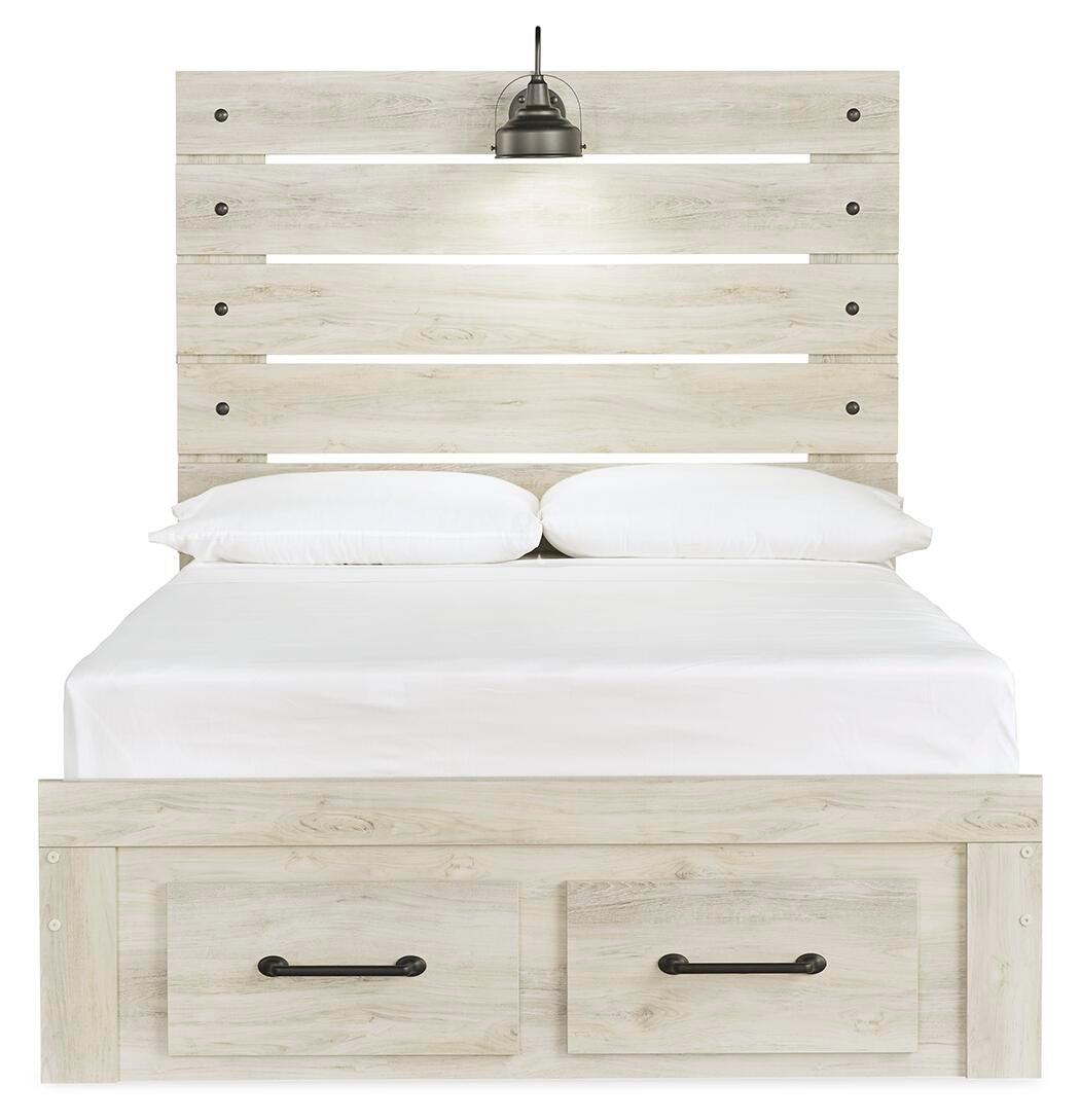Cambeck Panel Bed with 2 Storage Drawers (Youth) - Whitewash  (B192-SI) - Image 3