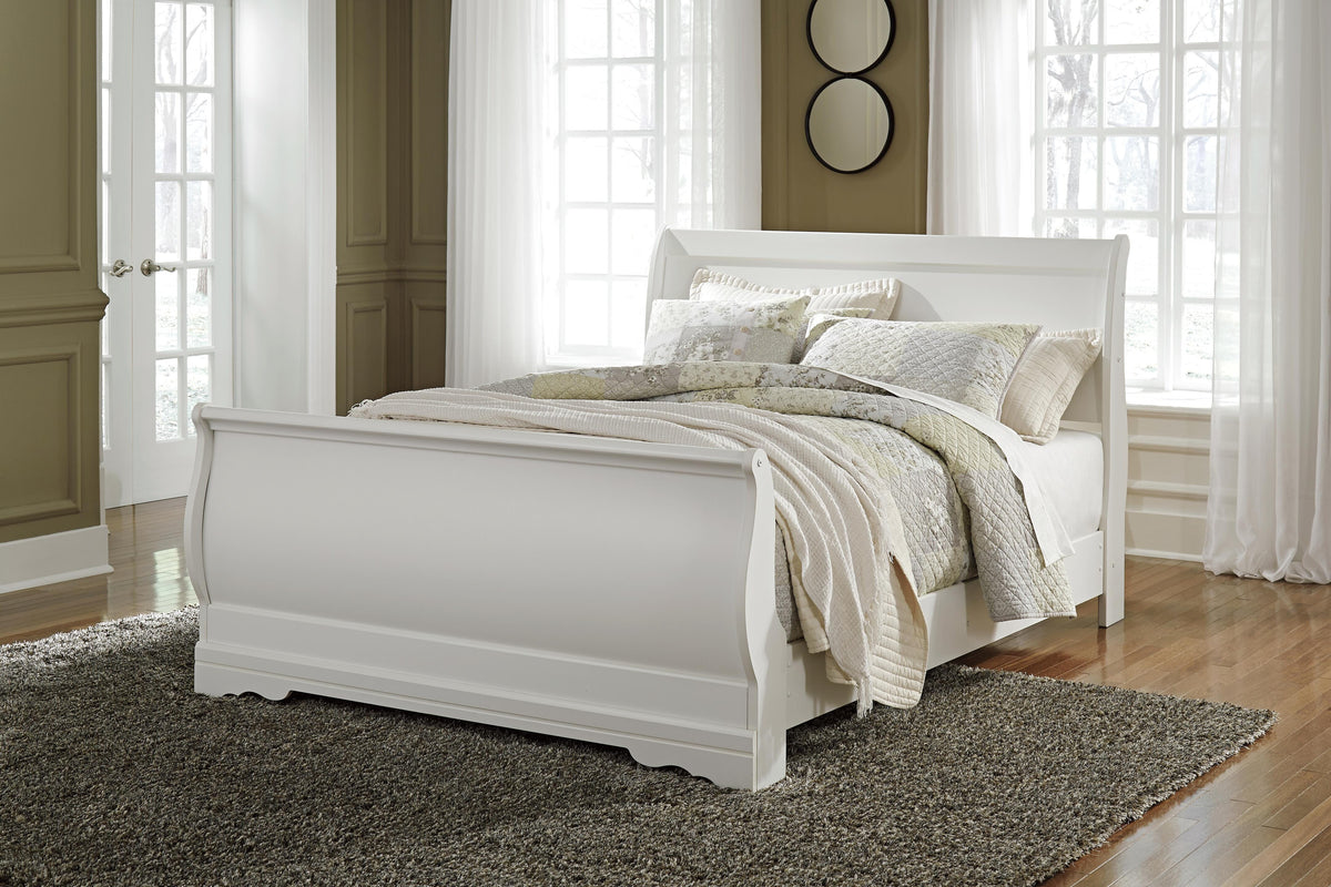Anarasia Sleigh Bed, Dresser, Mirror and Nightstand - White  (B129-SI) - Image 6