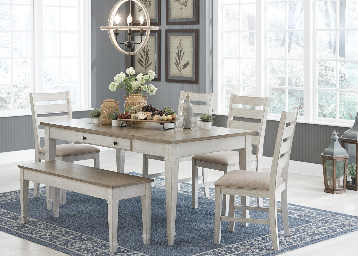 Skempton Dining Table, 4 Chairs, and Bench (D394-SI) - Image 3